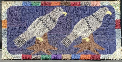 American Hooked Rug of Two Birds, Circa 1920s