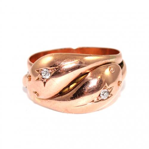 Victorian Rose Gold Double Snake Ring circa 1868