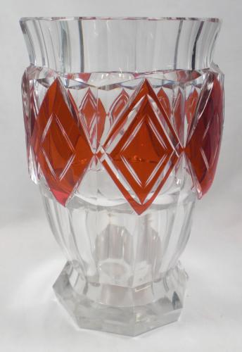 Orange over crystal glass vase