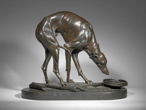 Italian Greyhound drinking from a Bowl, Alfred Jacquemart circa 1880
