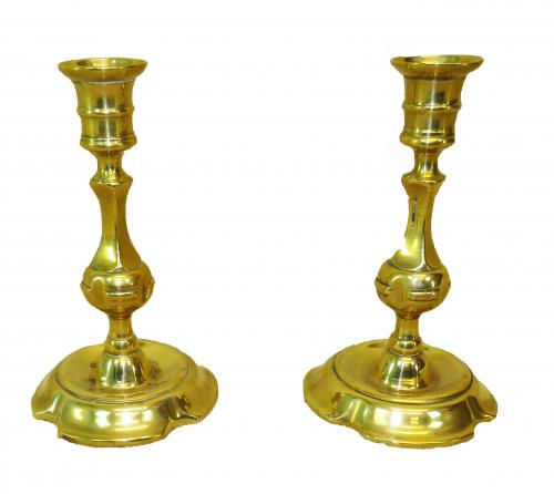 18th Century Georgian Pair Of Brass Candlesticks