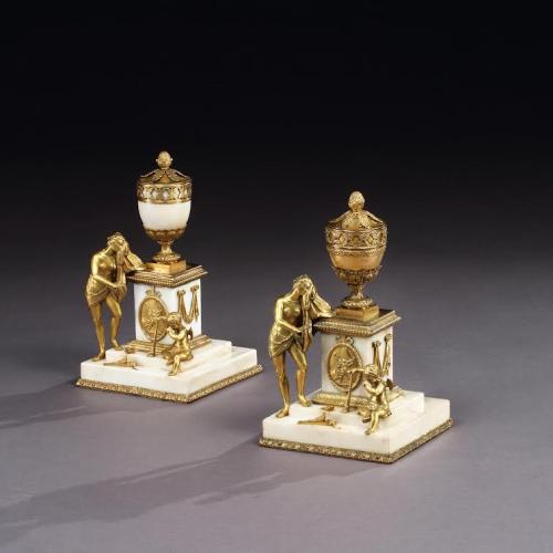 Rare Pair of Contra Marble and Ormolu Matthew Boulton Parfumerie - Venus Vases