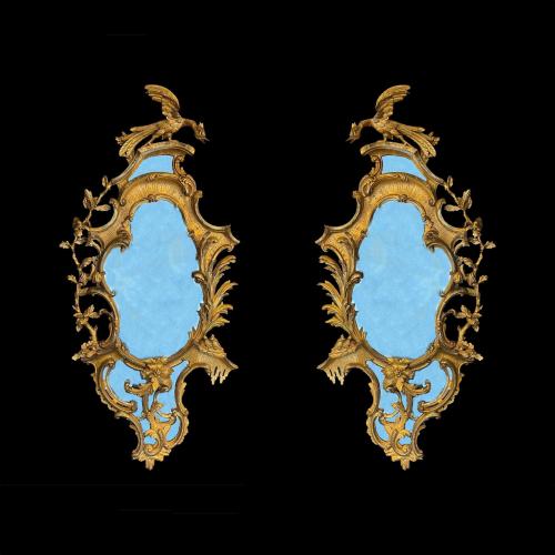 A Pair of Giltwood Mirrors in the Chippendale manner