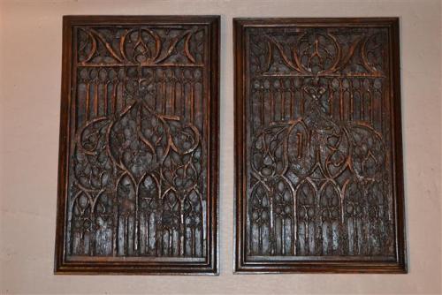 A pair of early 16th century oak tracery panels
