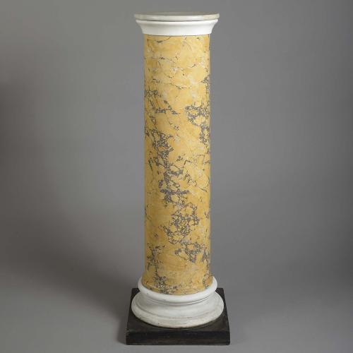 Marbleised Plaster Column with Marble Top