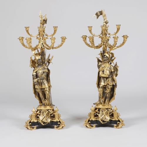 Napoleon III Silvered and Gilt Bronze Candelabra