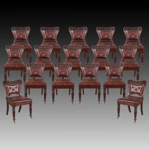 A Set of Sixteen Late Georgian Dining Chairs Attributed to Gillows