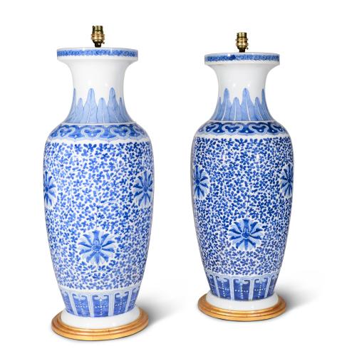 Large Chinese Blue and White Baluster Vases