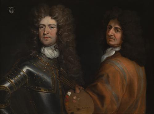 Antonio Verrio (Lecce or Naples c. 1636 - 1707 London) - Double portrait of the artist, half-length, with a palette and brushes, and Brigadier-General Robert Killigrew (Maastricht 1660 – 1707 Almanza), half-length, in armour