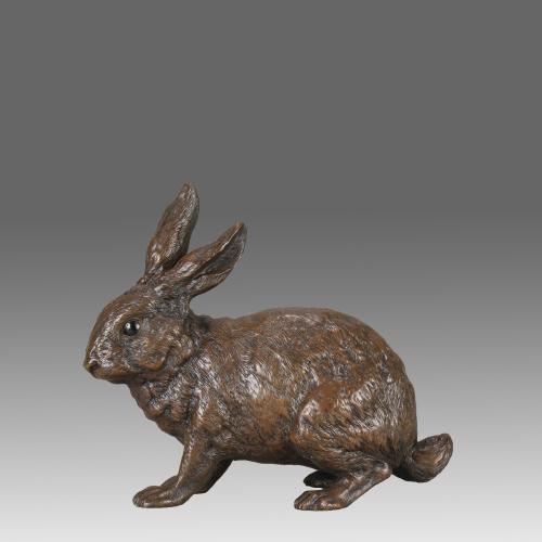  Early 20th Century Cold-Painted Bronze "Rabbit" by Franz Bergman