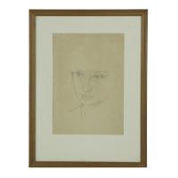 An original portrait drawing by Sir Stanley Spencer of Daphne Spencer, his niece (and reputedly his lover)