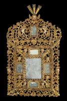 Pair of Spanish Colonial Carved Giltwood and Polychrome Baroque Frames