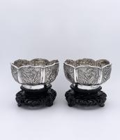 Pair of Chinese Export Silver Bowls
