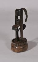 S/6023 Antique Treen 18th Century Swedish Caged Candlestick