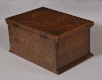 S/6024 Antique Early 19th Century Yew Wood Lidded Deed Box