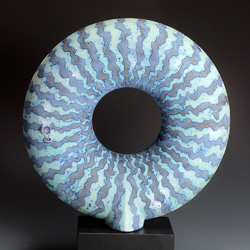 Large disc in a wax resist glaze