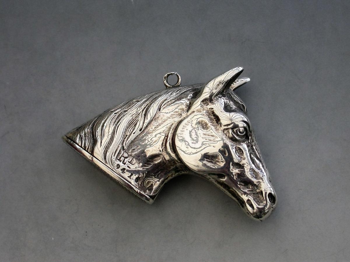 Victorian Novelty Silver Figural Horses Head Vesta Case | BADA
