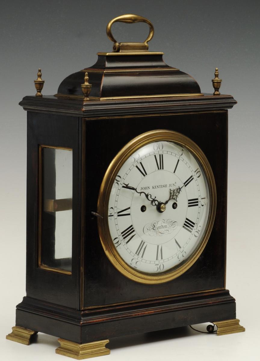A Fine And Very Original 18th Century Ebonised Bracket Clock With Enamel Dial English Circa