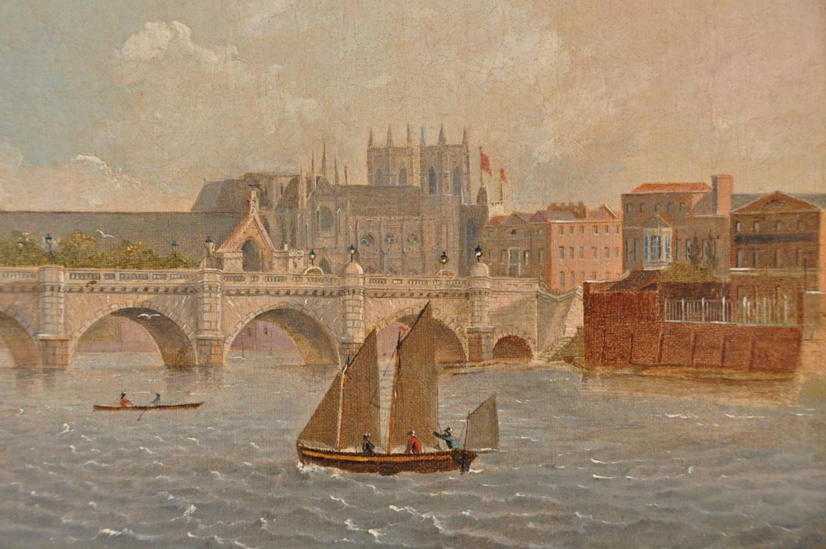 Daniel Turner, Westminster Bridge from the south bank of the Thames with a view of the Abbey in the distance