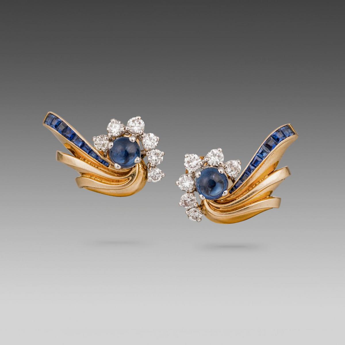 Cartier Sapphire, Diamond and Gold Earrings | BADA