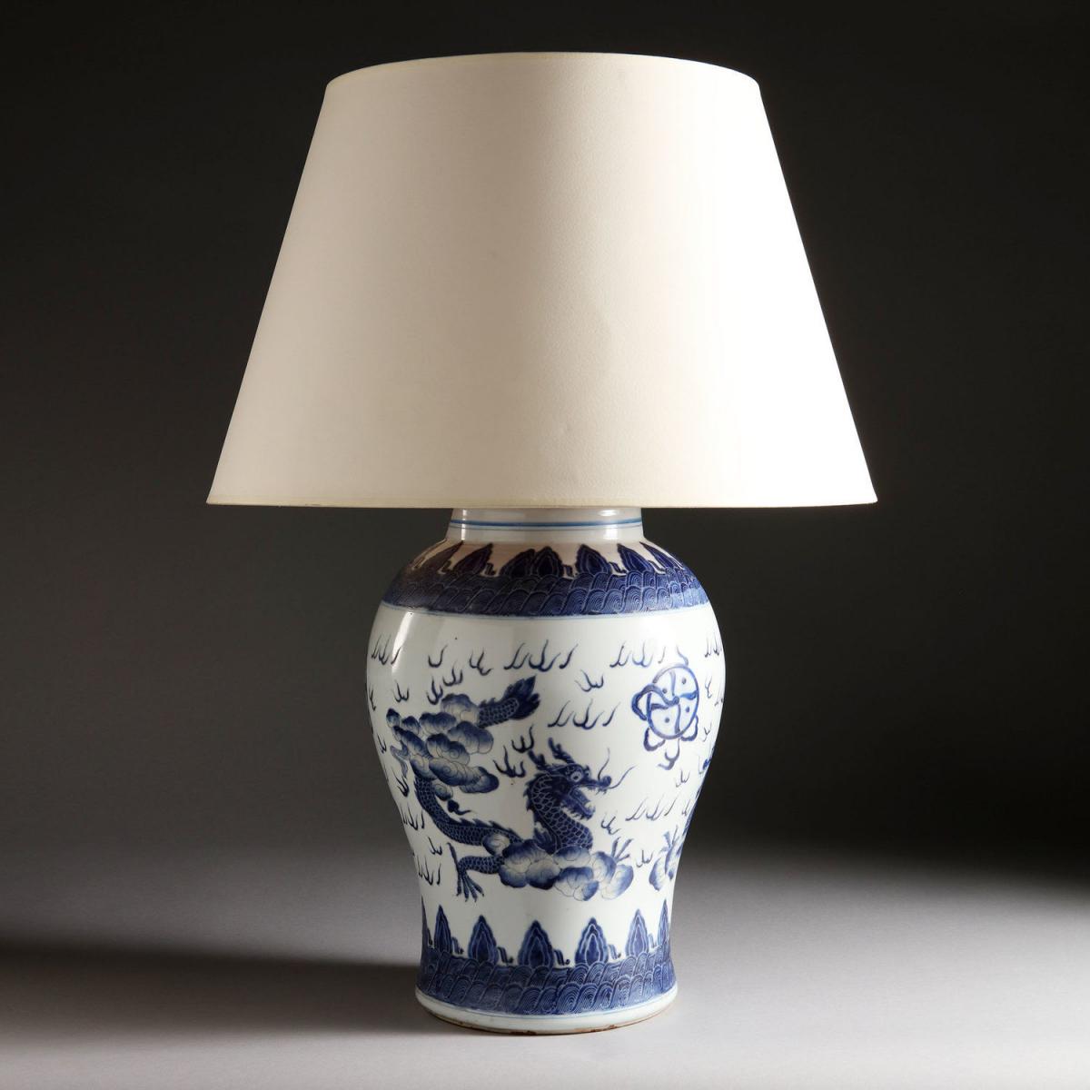 A Large Blue and White Chinese Vase as a Lamp | BADA