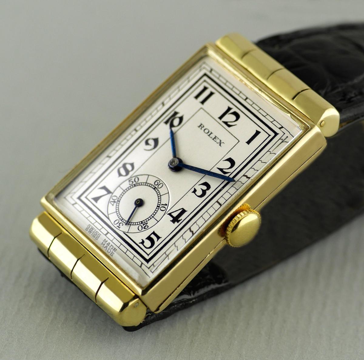 Rolex, Art Deco, Yellow Gold With Hooded Lugs Wristwatch 1937 | BADA