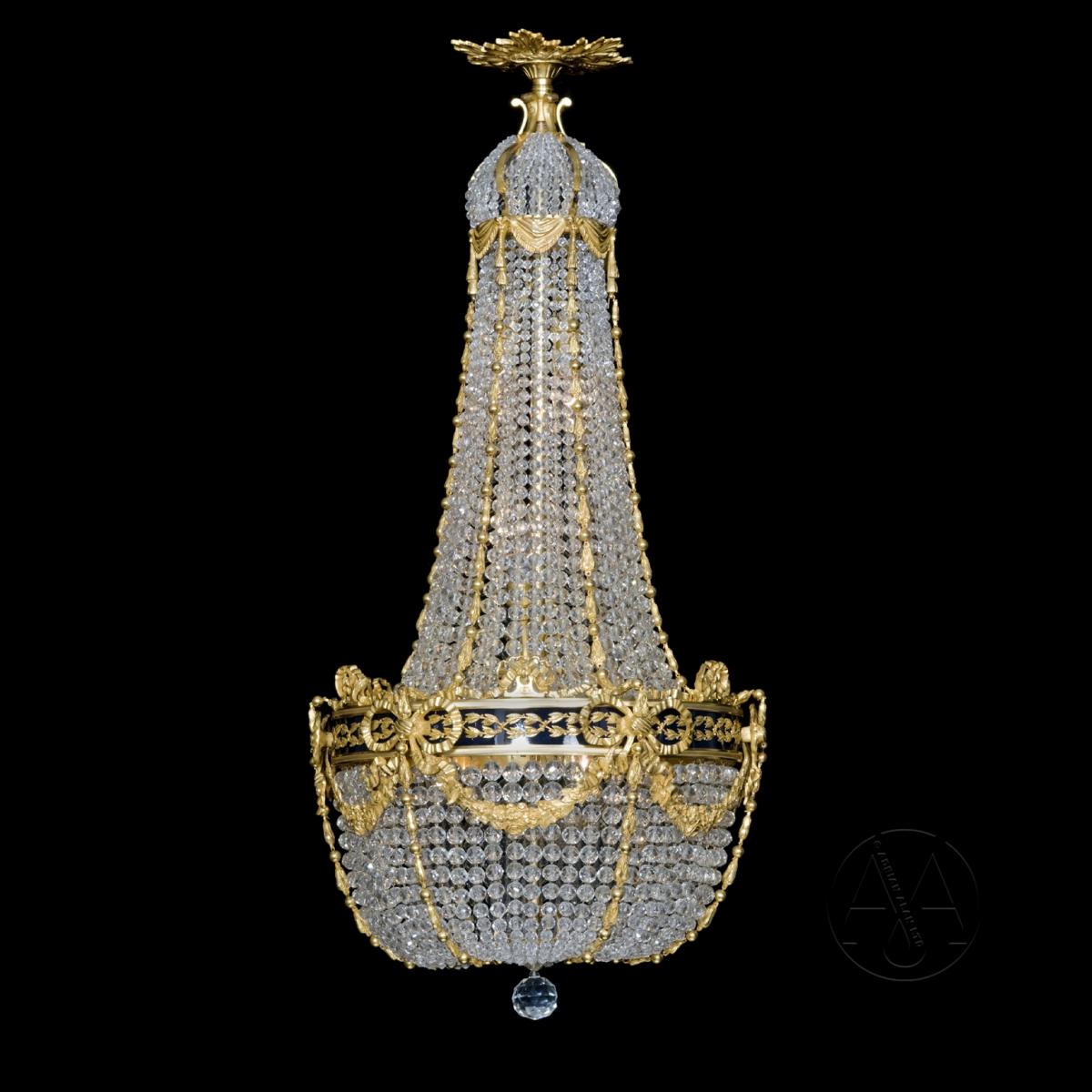 Large Antique French Crystal Bag Chandelier | 778330 | Sellingantiques.co.uk