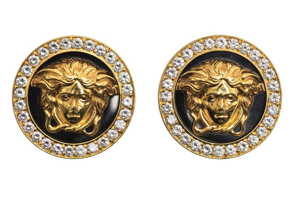 Vintage Gianni Versace Earrings of Medusa in 18 Karat Gold | BADA