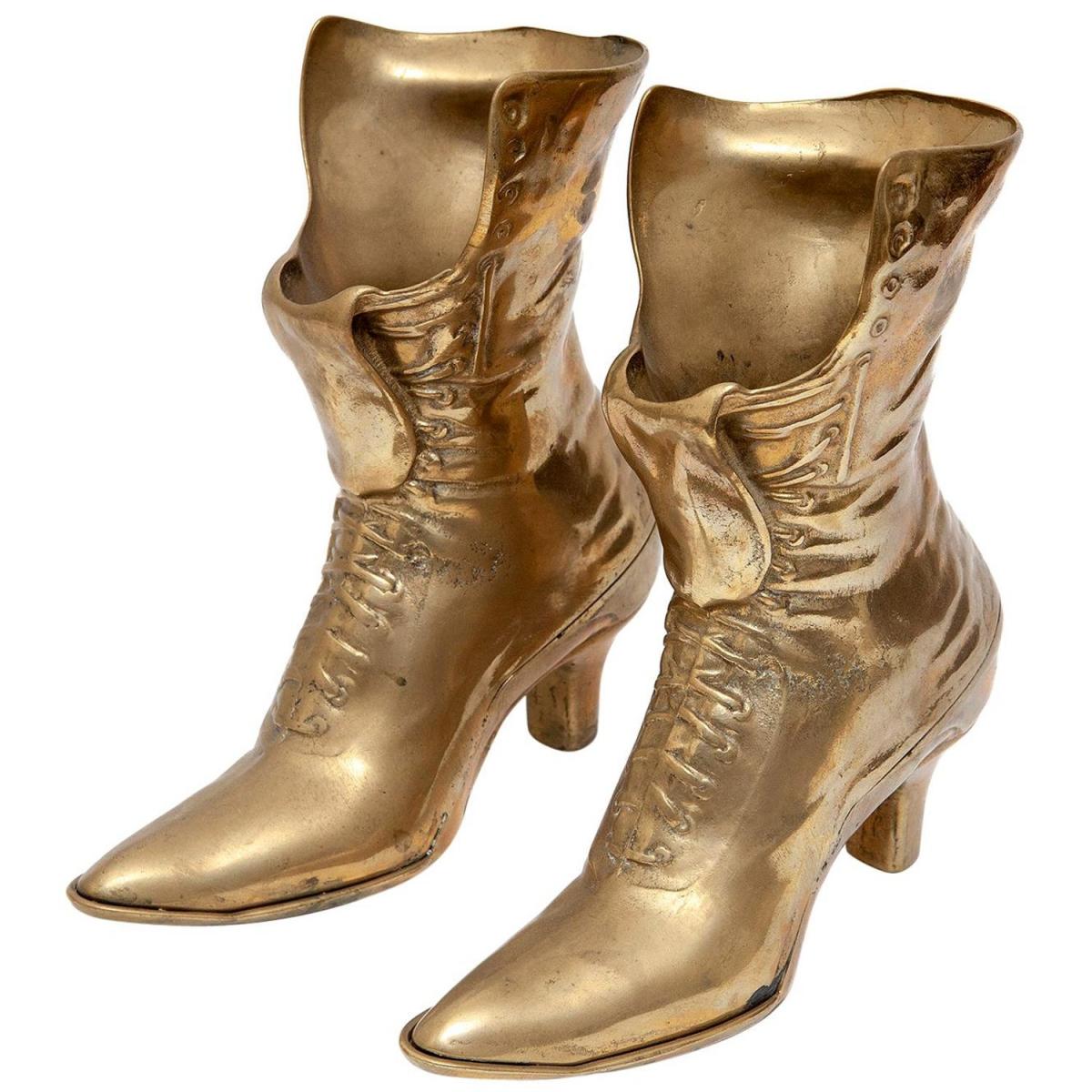 Vintage Victorian Style Brass Boot Ornaments | BADA