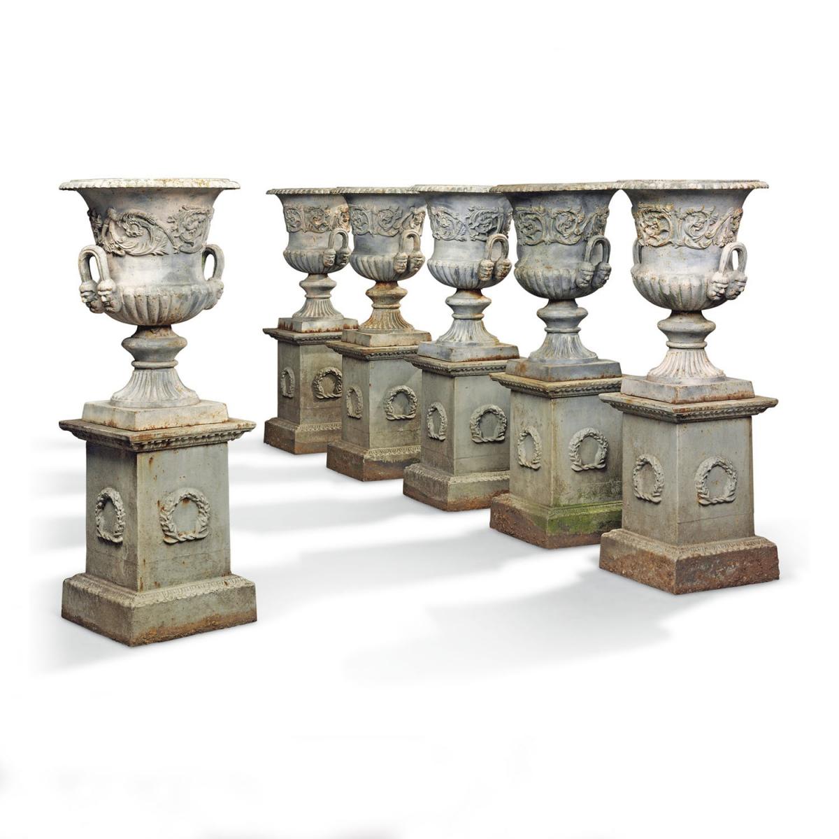 Set of Cast Iron Garden Urns | BADA