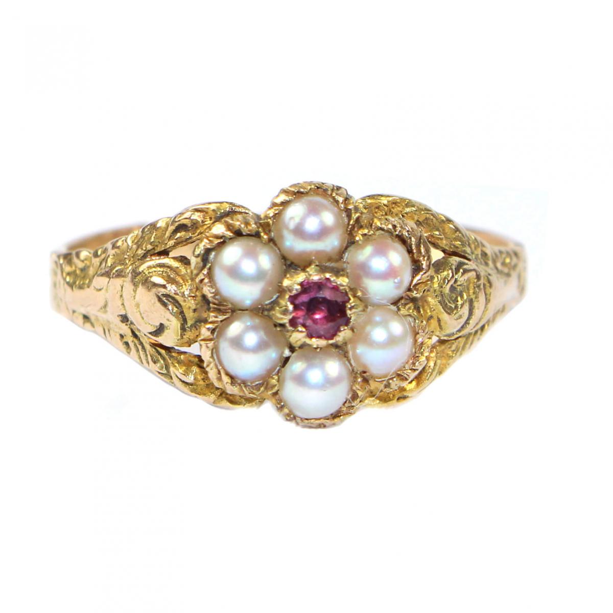Georgian Ruby & Pearl Ring c.1820 | BADA