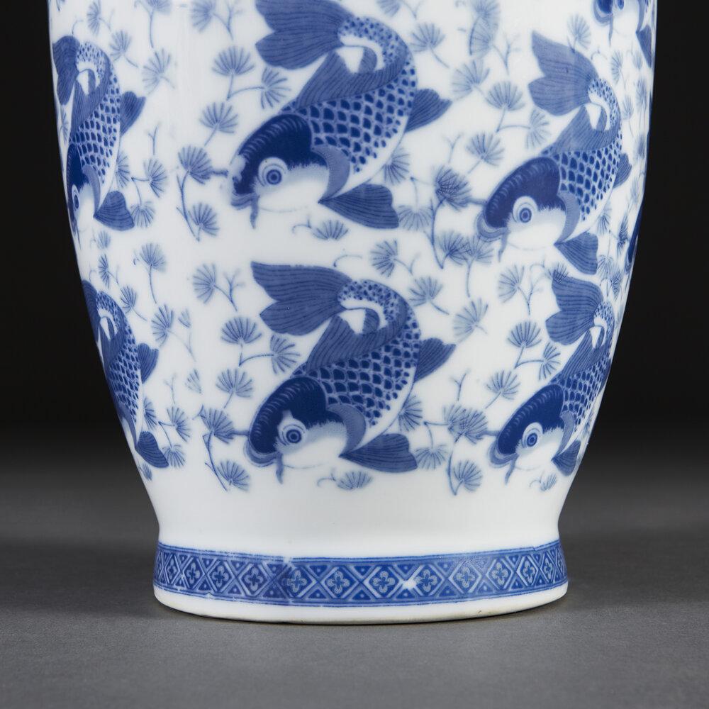 A Large Blue and White Chinese Carp Vase | BADA