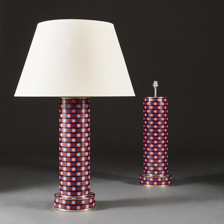 A Large Pair of Cloisonne Pop Art Lamps | BADA