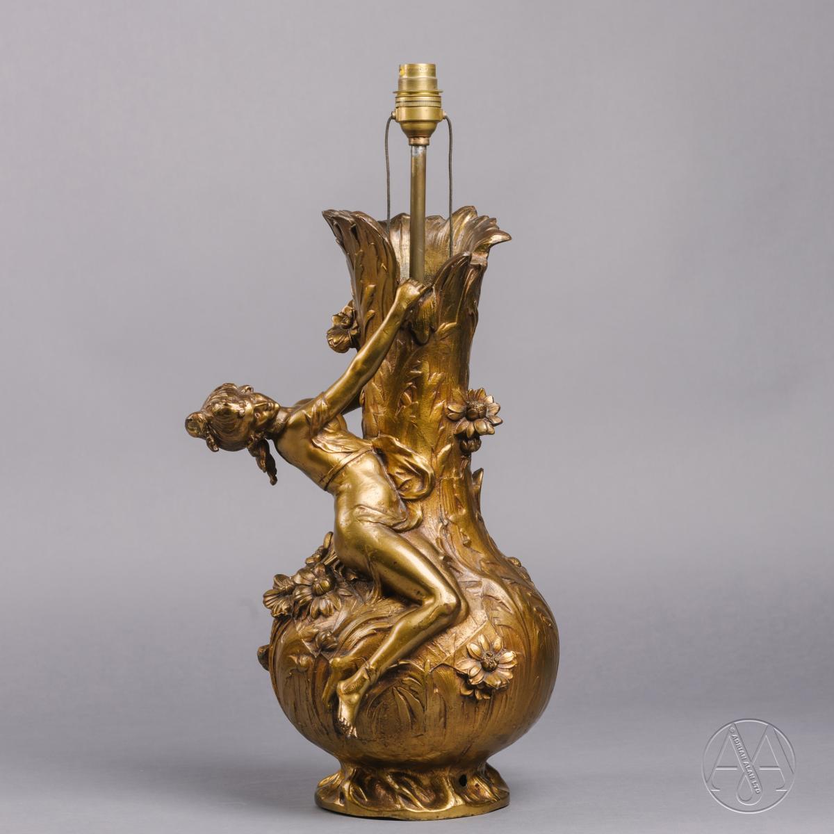 Auguste Moreau, An Art Nouveau Gilt-Bronze Vase Depicting a Naiad | BADA