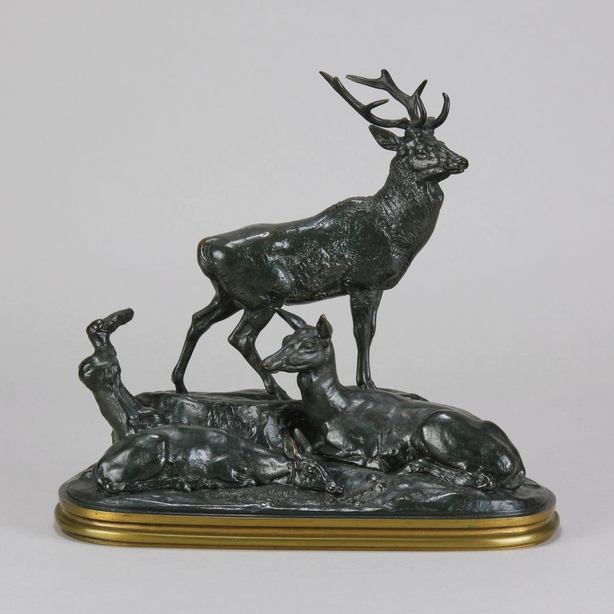 Famille de Cerf Animalier Bronze Sculpture Antoine L Barye | BADA