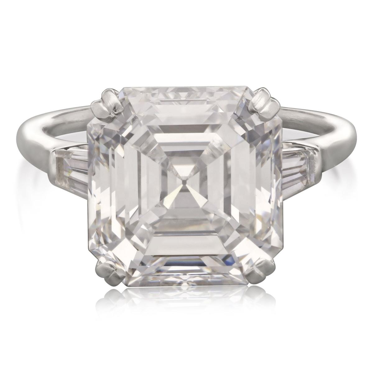 Harry Winston 7.05ct Square Emerald Diamond Solitaire Ring | BADA