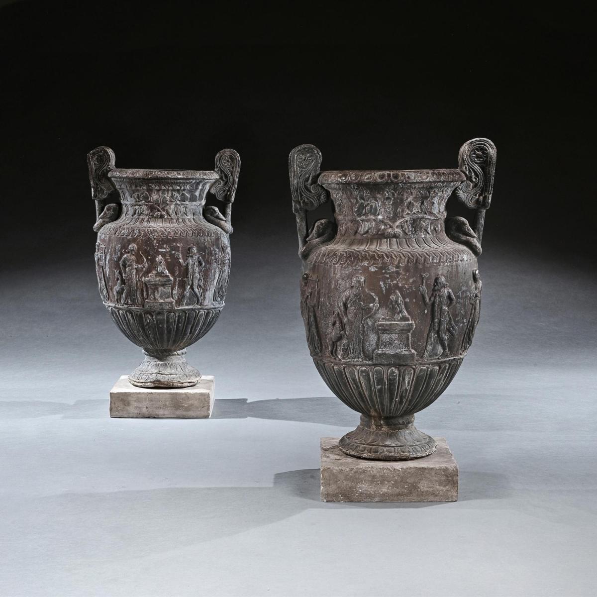 French Ornamental Lead Vases Based on the Sosibios Vase | BADA