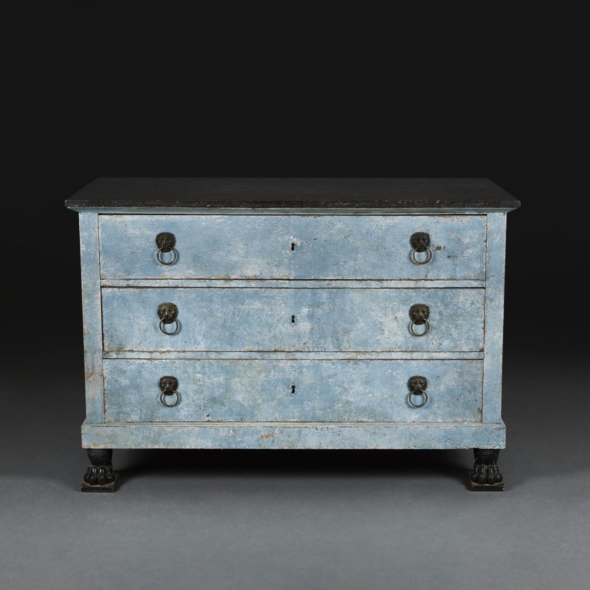 19th Century Blue Painted Commode
