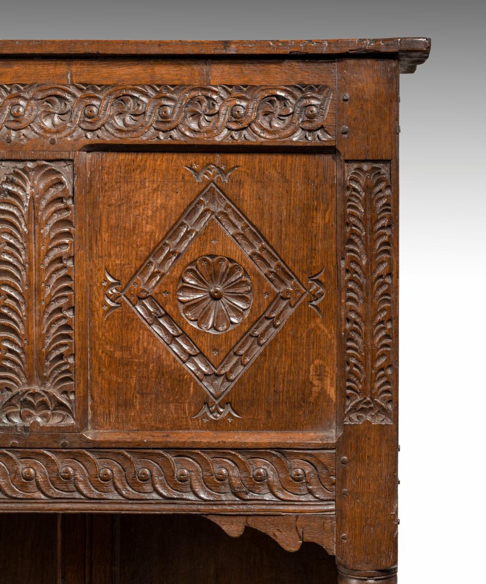 Seventeenth Century Charles II carved oak livery cupboard