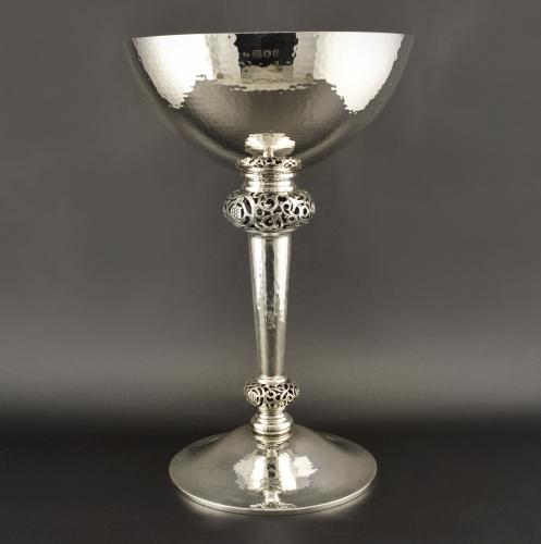 Silver hammered Tazza by Wakely & Wheeler, London, 1922