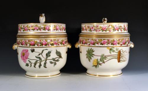 Antique Derby Porcelain Fruit or Ice Coolers, Covers & Liners,  Pattern 142,  Circa 1797.