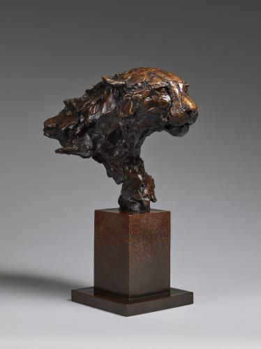Cheetah Bust, bronze, 2017 by Mark Coreth