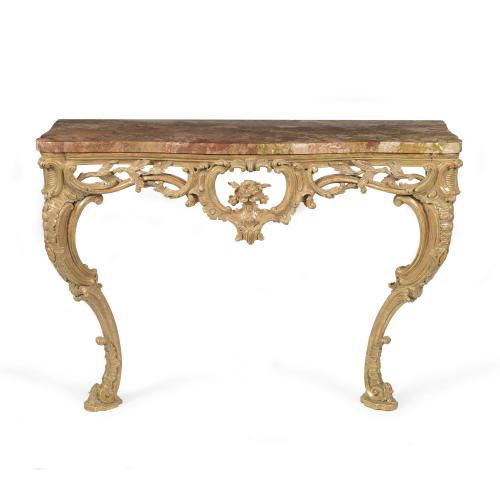 George II carved giltwood serpentine console table