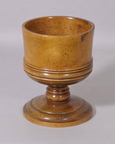 S/2555 Antique Treen 19th Century Pear Wood Loving Cup
