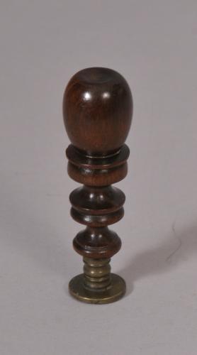 S/2685 Antique Treen 19th Century Fruitwood Handled Stamp