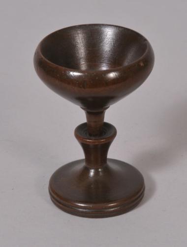 S/2694 Antique Treen 18th Century Fruitwood Pedestal Table Salt