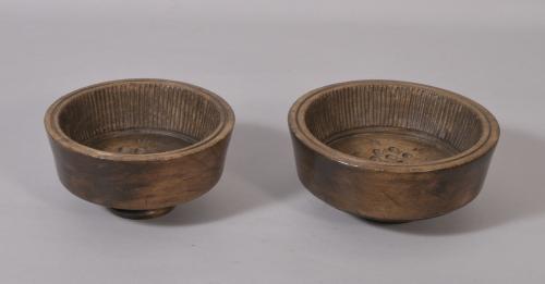 S/2764 Antique Treen Pair of Sycamore Flummery Moulds of the Georgian Period