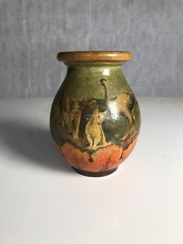 Italian pot with hand painted Cats