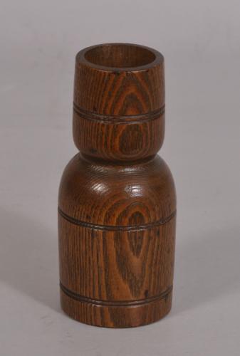 S/3199 Antique Treen 19th Century Ash Double Ended Spice Measure