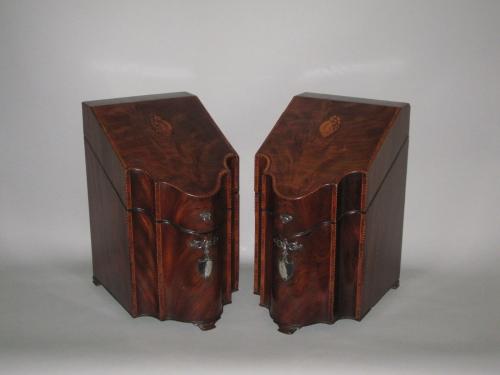 pair mahogany knife boxes